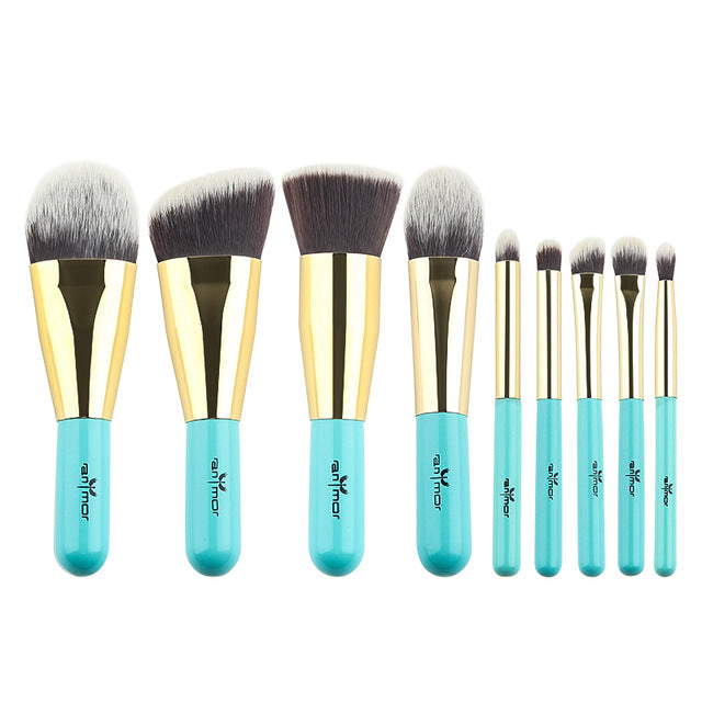 Anmor 9PCS Make Up Brushes Travel Friendly Brand Brushes Set