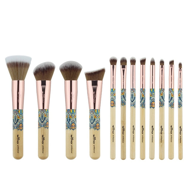 Anmor Rose Gold 12PCS Professional Make Up Brushes Unique Synthetic Hair Beautiful